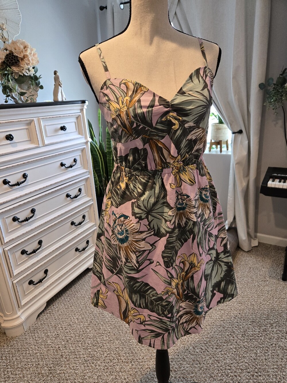 J. Crew Floral Lavendar/ Pink Sundress with Tropical Print
